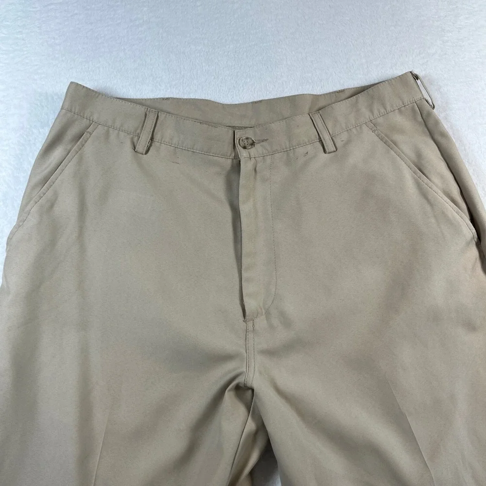 Callaway Golf Mens Tan Khaki Flat Front Performance Pants Size 34x31.5